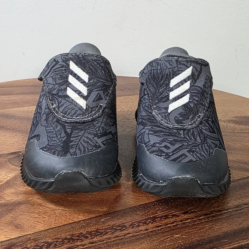 Adidas Kids FortaRun AC Black/Grey Palm Leaf Print Sneakers Size 4K